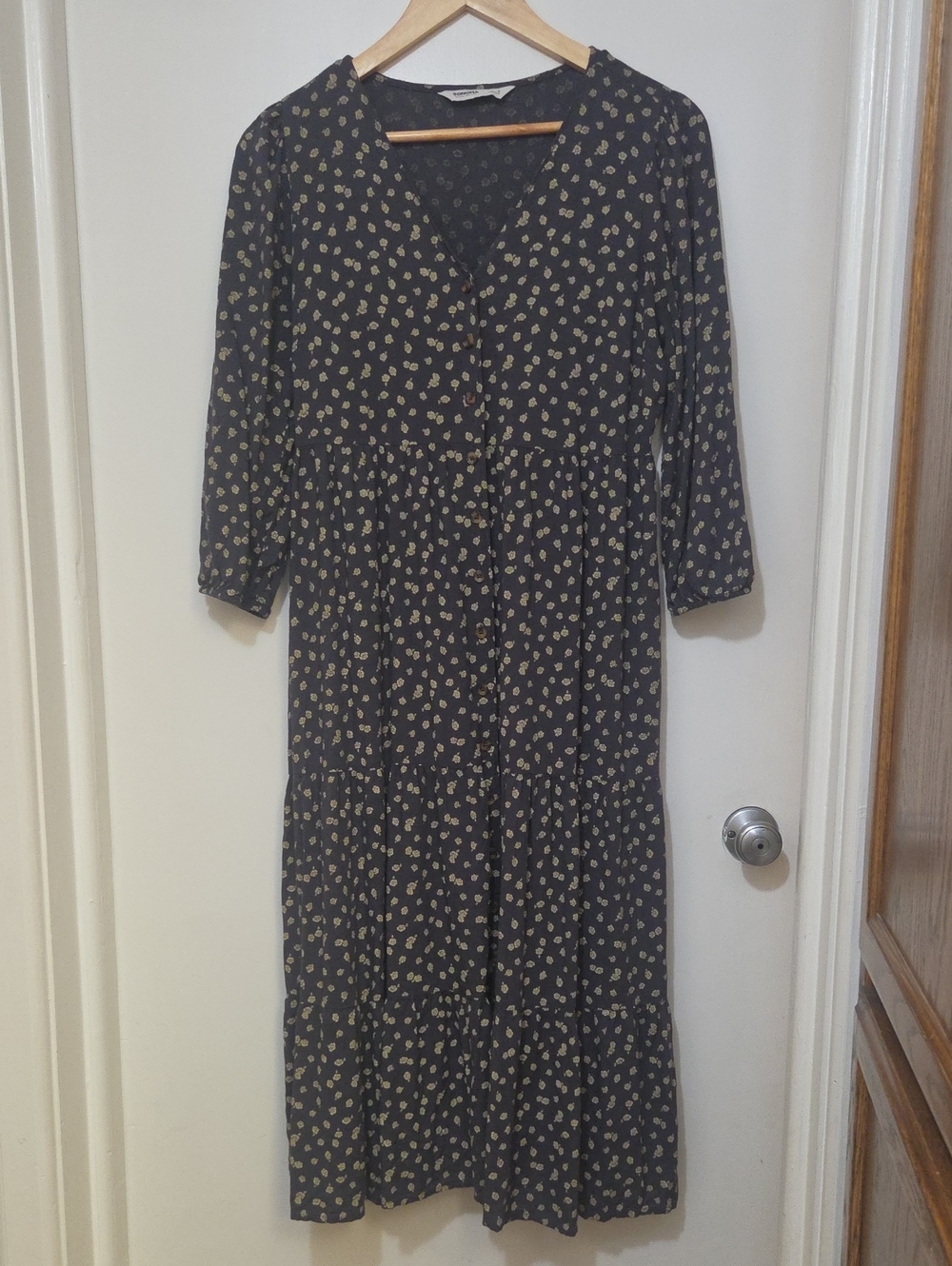 Sonoma Black Midi Dress with Cream Floral Print